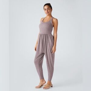 Halara Backless Twisted U Neck Side Pocket Harem Casual Jumpsuit